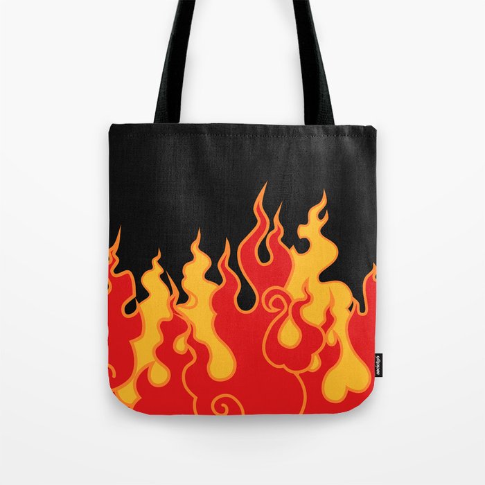 The fire. Flame tongues on a black background. Vintage seamless pattern. Tote  Bag by Interior Gilt