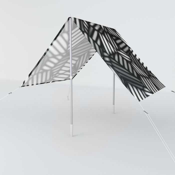 Grayscale Leaves Pattern Sun Shade
