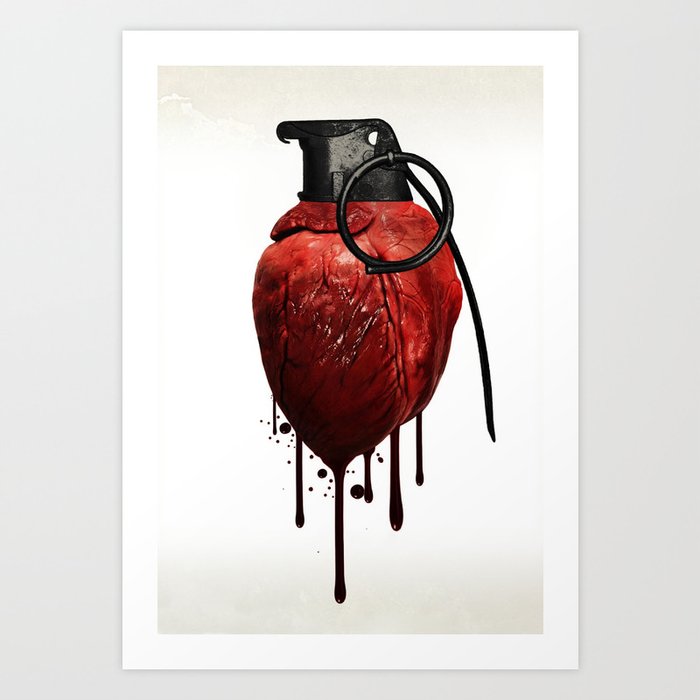 Heart Grenade Art Print