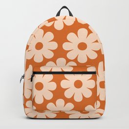 Sweet Retro Flowers Floral Pattern Orange and Cream Backpack