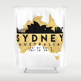 SYDNEY AUSTRALIA SILHOUETTE SKYLINE MAP ART Shower Curtain