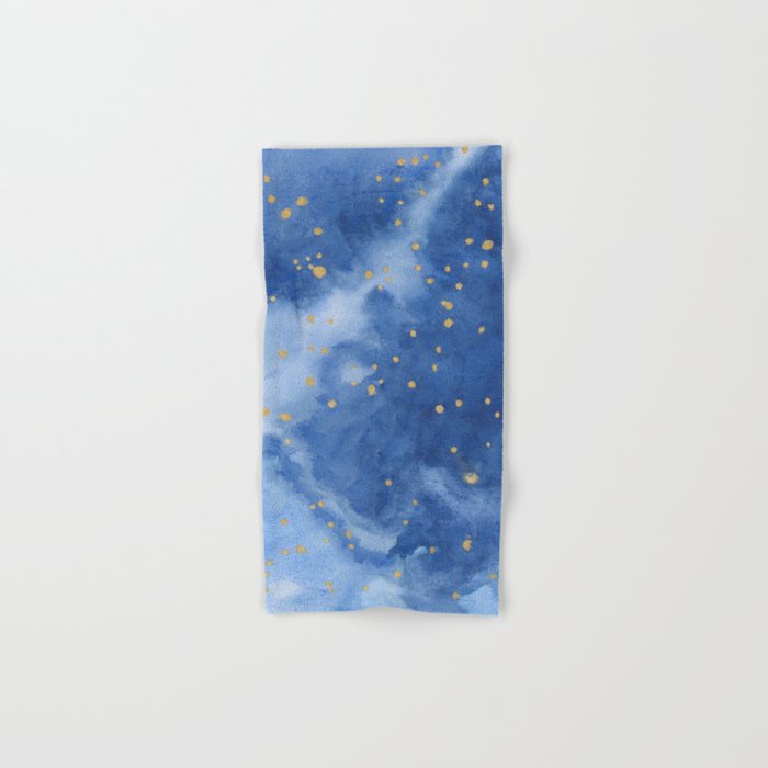 Blue and Gold Starry Night, Summer Stargazing Collection Hand & Bath Towel