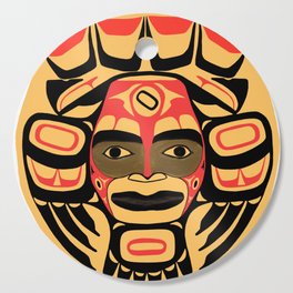 Flat style icon with tribal mask symbol. Native American Indian drawing. Indigenous  symbol. Cutting Board