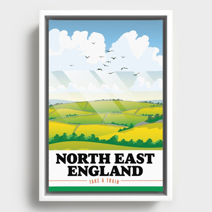 North East England "Take a Train" Travel poster Framed Canvas