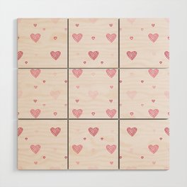 Hearts on a pink background. For Valentine's Day. Vector drawing for February 14th. SEAMLESS PATTERN WITH HEARTS. Anniversary drawing. For wallpaper, background, postcards. Wood Wall Art