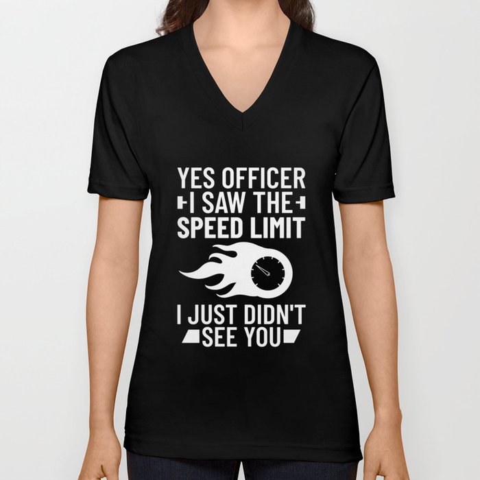 Speed Limit Sign Race Car Racer Street Racing V Neck T Shirt