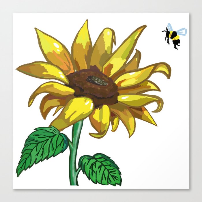 Sunflower and the Bee Canvas Print
