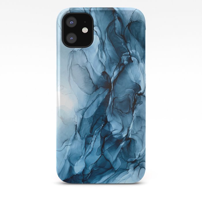 Deep Blue Flowing Water Abstract Painting Iphone Case By