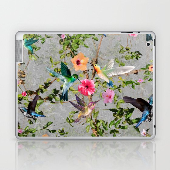 Granny's Harmonious Hummingbirds And Hibiscus Laptop & iPad Skin