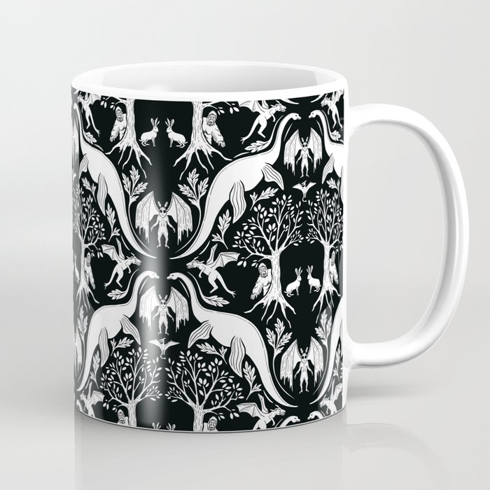 Black & White Cryptid Damask Coffee Mug