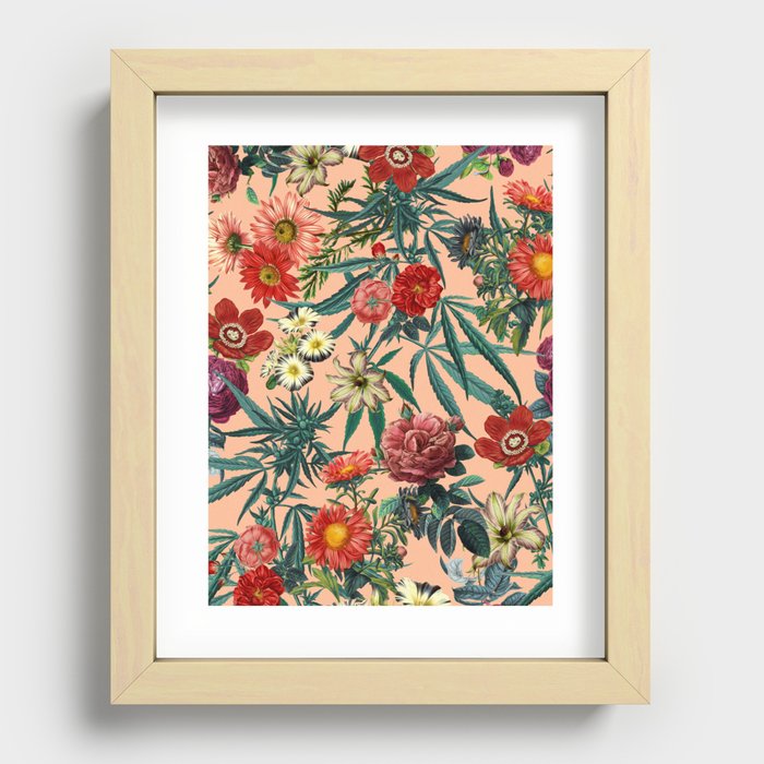 Marijuana and Floral Pattern Recessed Framed Print