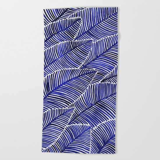 Tropical Navy Beach Towel
