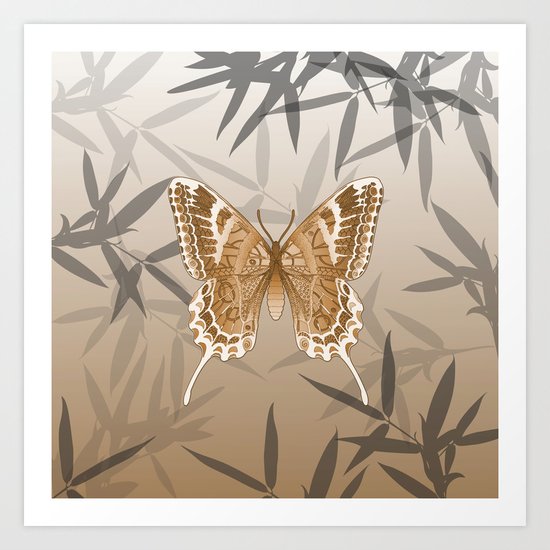 Beautiful Copper Butterfly Design Art Print