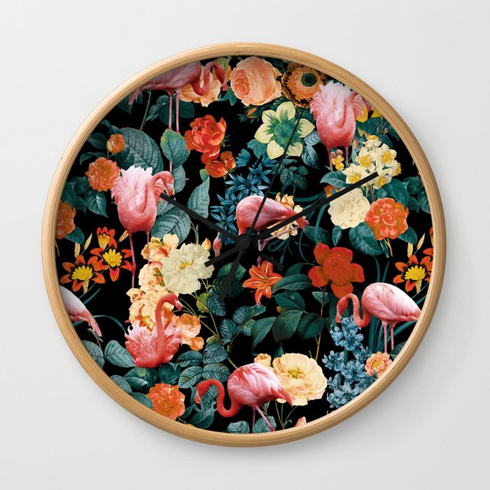 Floral and Flemingo II Pattern Wall Clock