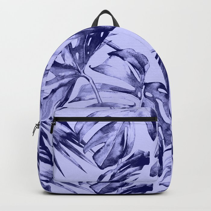 Very Peri 2022 Color Of The Year Violet Blue Periwinkle Tropical Monstera Backpack