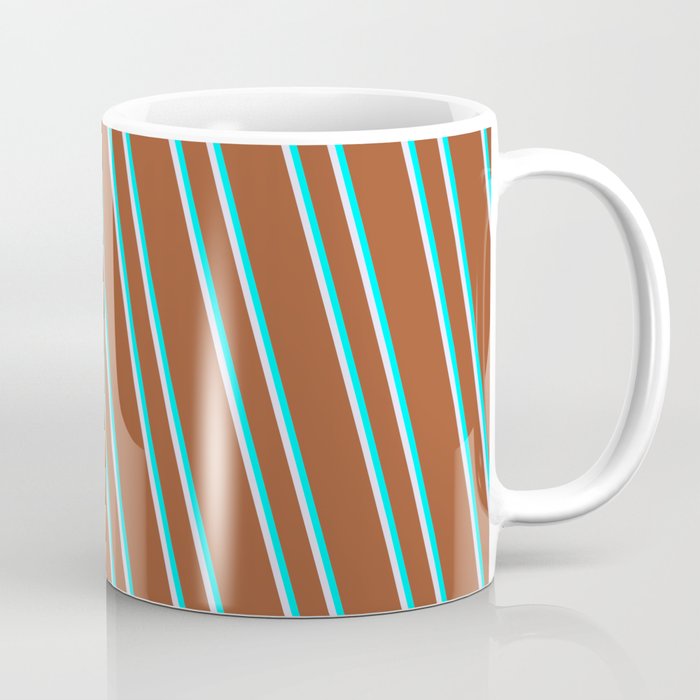 Sienna, Cyan & Lavender Colored Lined Pattern Coffee Mug