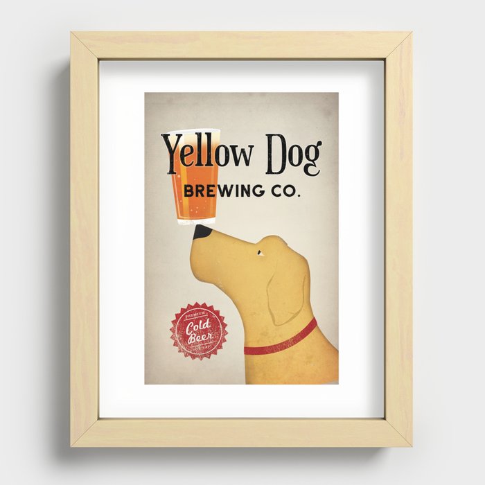 Yellow Lab Labrador Dog Beer Recessed Framed Print
