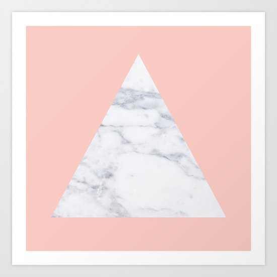 Blush marble triangle Art Print