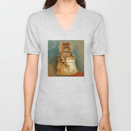 MIXED SWEETS Funny Cat - Louis Wain Cats V Neck T Shirt