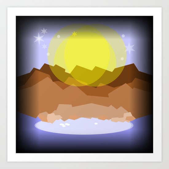 Midnight magical mountain Art Print