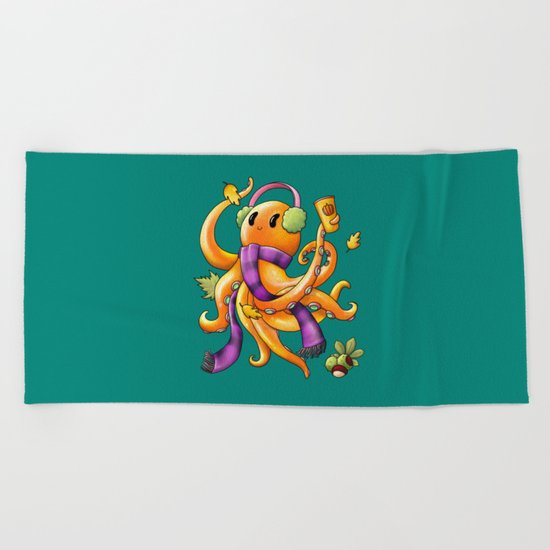 Autumn Octopus Beach Towel