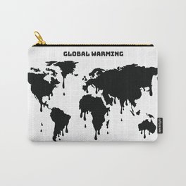 global warming Carry-All Pouch | Digital, Saveplanet, Design, Black, Hot, Worldmap, Graphicdesign, Map, Earth, Art 