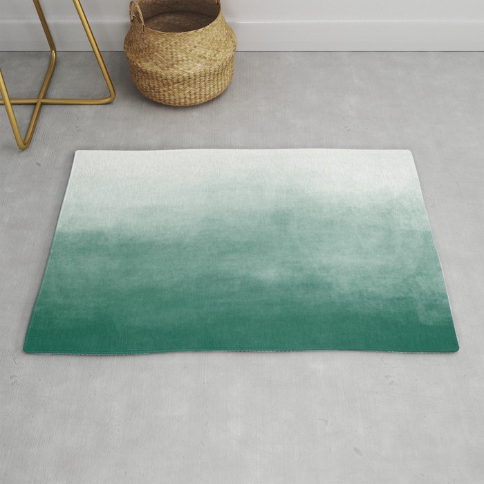 Ombre Paint Color Wash (emerald green/white) Rug