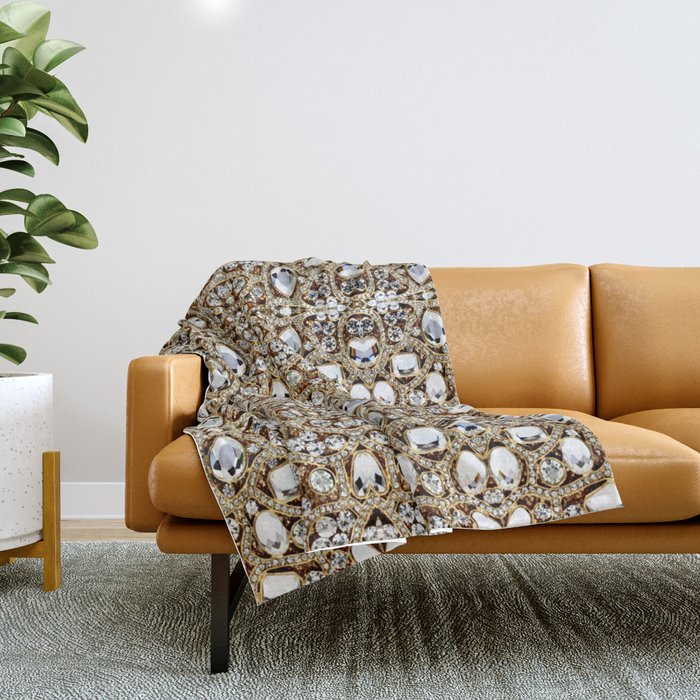 jewelry gemstone silver champagne gold crystal Throw Blanket