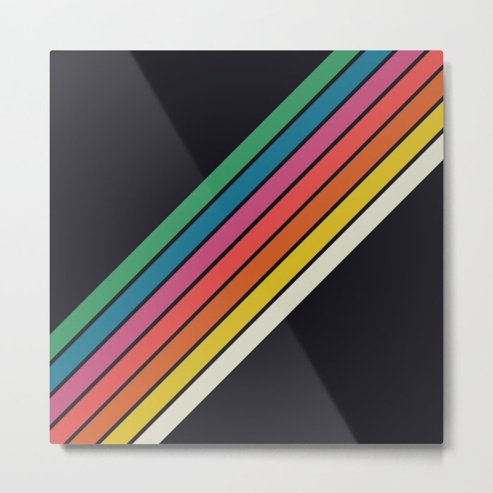 7 Classic Colorful Summer Style Retro Stripes Metal Print