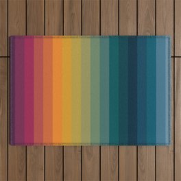 Colorful Abstract Vintage 70s Style Retro Rainbow Summer Stripes Outdoor Rug