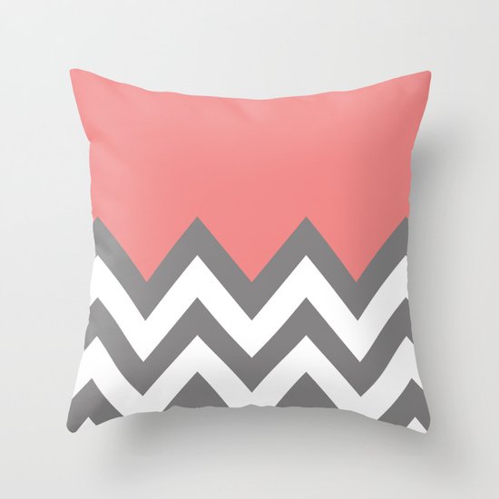 CORAL COLORBLOCK CHEVRON Throw Pillow