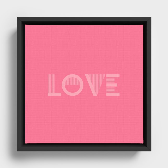 LOVE Bubble Gum pink solid color minimalist  modern abstract illustration  Framed Canvas