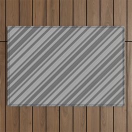 [ Thumbnail: Dark Grey and Dim Grey Colored Lined/Striped Pattern Outdoor Rug ]