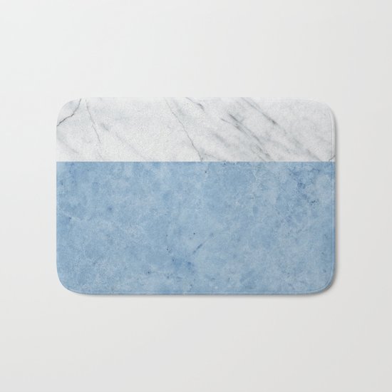 Porcelain blue and white marble Bath Mat