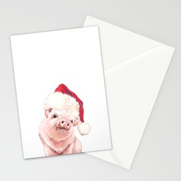 Christmas Pink Pig Stationery Card