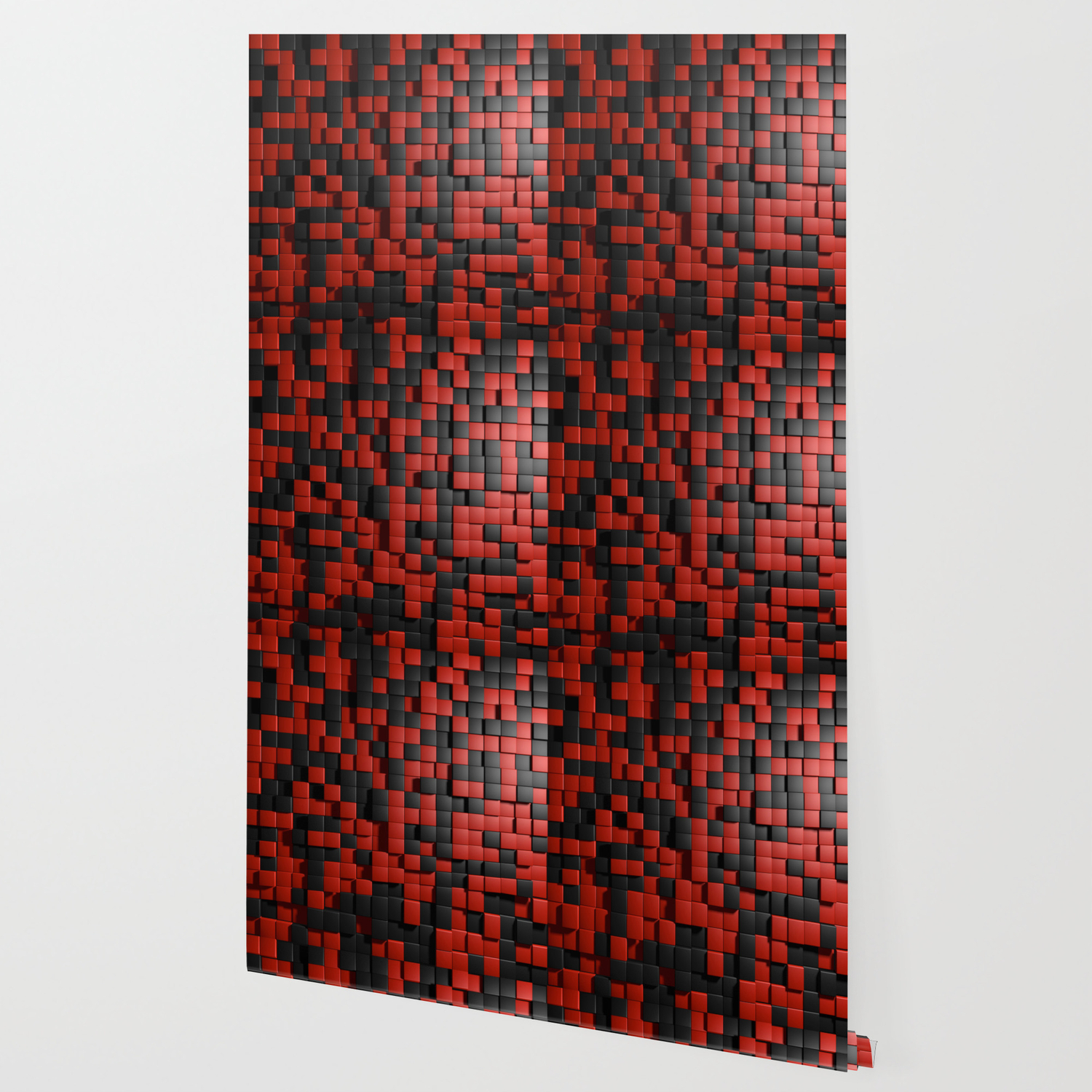 Abstract Black Red Modern 3d Tiles Wallpaper By Shirtsandgifts