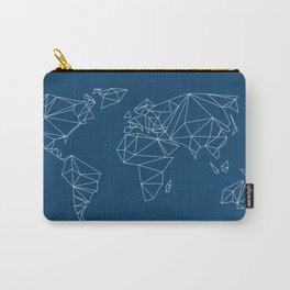 geo world map indigo blue Carry-All Pouch