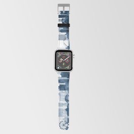 Chicago Skyline Navy Blue Watercolor by Zouzounio Art Apple Watch Band