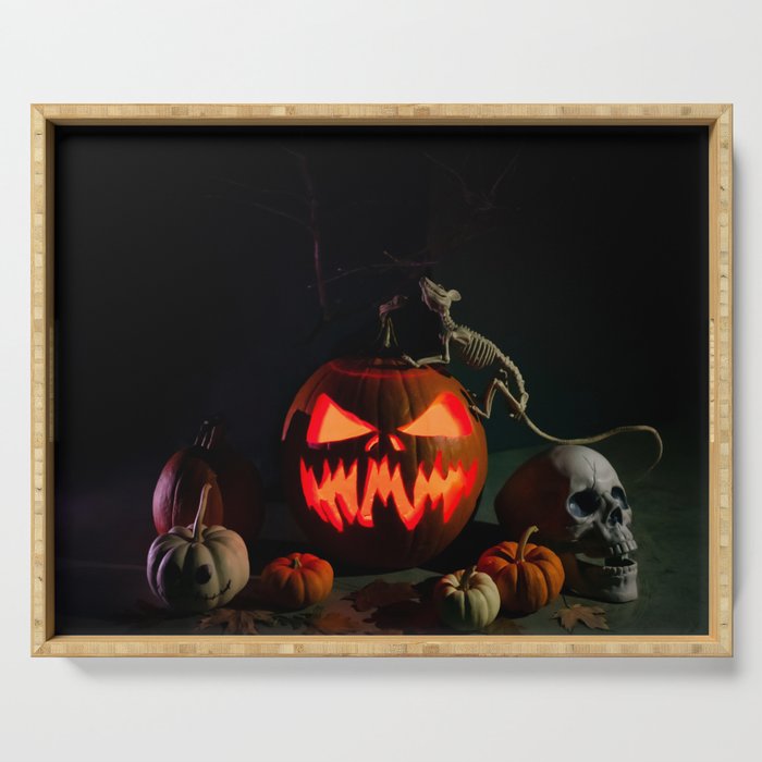 Pumpkin with Light for Halloween  Serving Tray