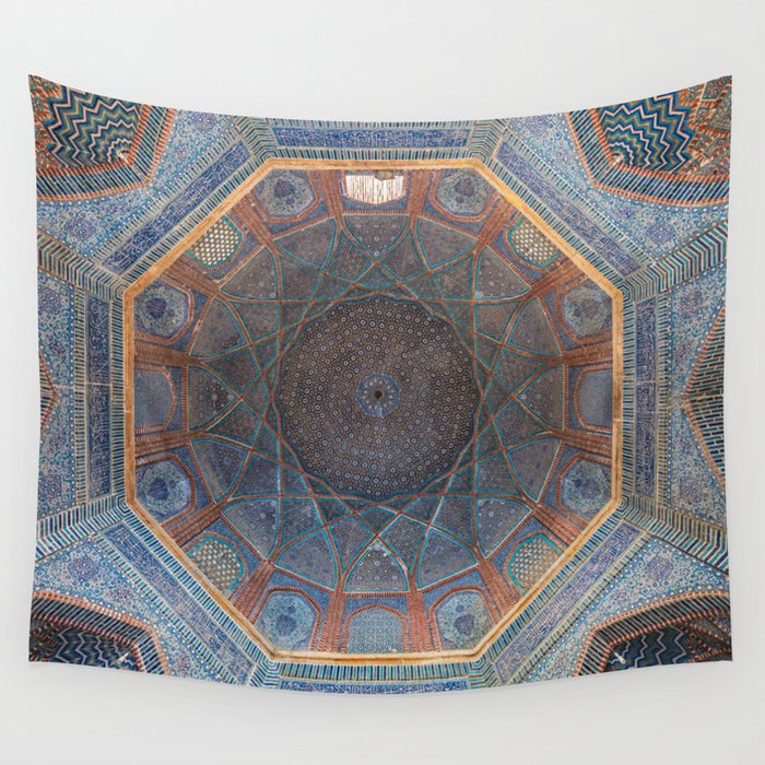 Interior view of dome of the Shah Jahan Mosque, Thatta, Pakistan color photograph / photography by A. Savin Wall Tapestry