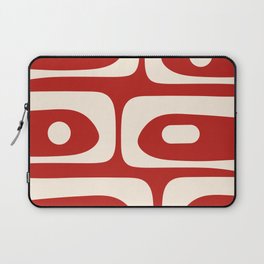 Retro Piquet Mid Century Modern Abstract Pattern in Red and Almond Cream Laptop Sleeve