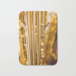 Dazzling Sound Contemporary Saxophone Bath Mat | Brass, Stylish, Vertical, Photo, Digital, Gold, Music, Color, Yellow, Jazz 