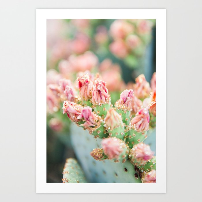 Prickly Pear Glitter Cactus III Art Print