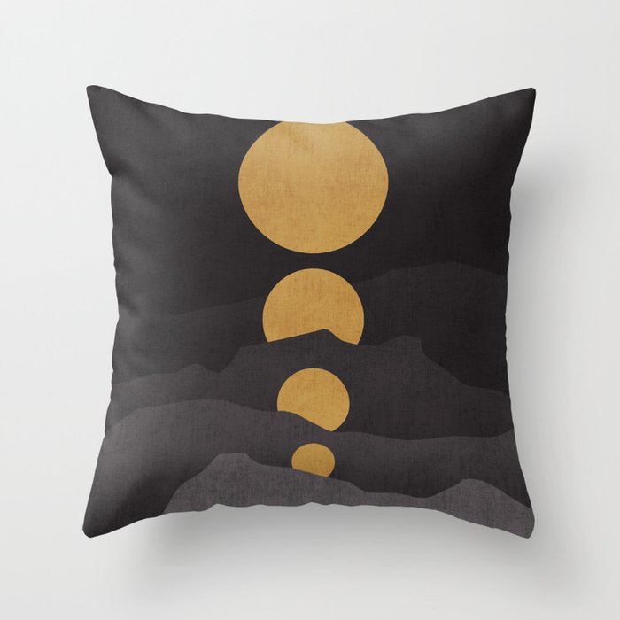 Rise of the golden moon Throw Pillow