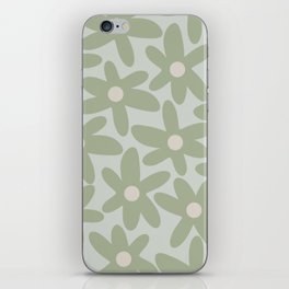 Daisy Time Retro Floral Pattern in Sage and Celadon iPhone Skin