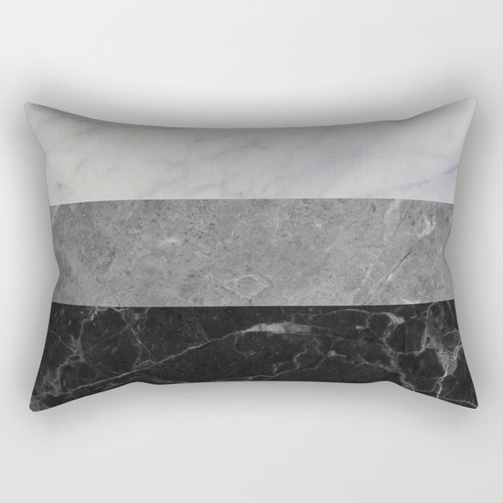 Marble - White, Grey, Black Rectangular Pillow