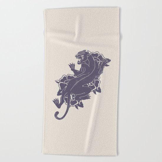 Panther Tattoo Flash Beach Towel
