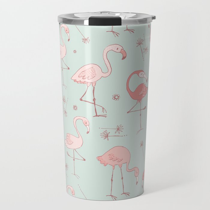 Flirty Flamingos Aqua Travel Mug
