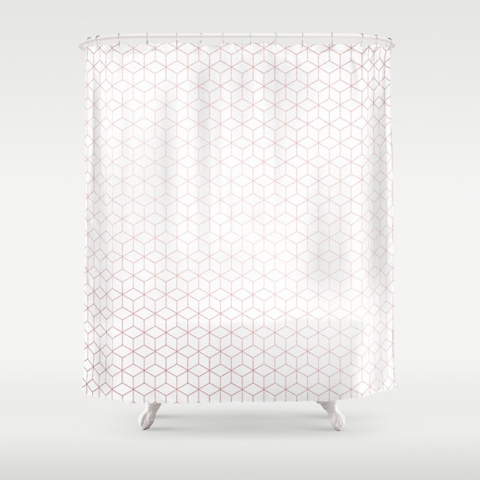 Simply Cubes in Rose Gold Sunset Shower Curtain