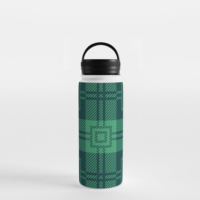 Green Square Pattern Water Bottle